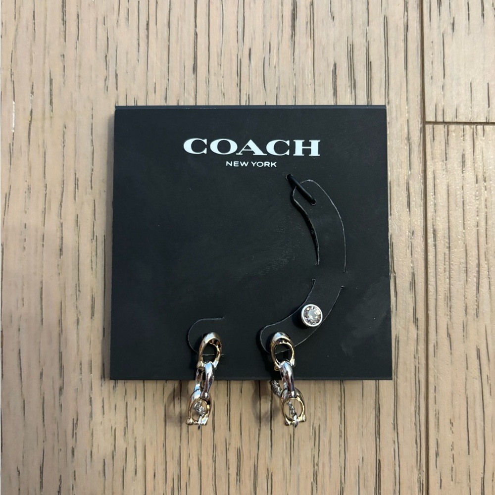 Coach Signature Mixed Chain And Stacked Earrings Set - Silver & Gold